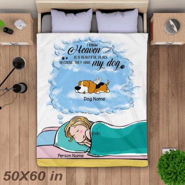 I know heaven is a beautiful place Personalized Dog in Heaven  Blanket BK-GH04