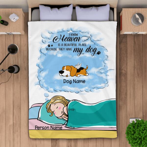 I know heaven is a beautiful place Personalized Dog in Heaven  Blanket BK-GH04