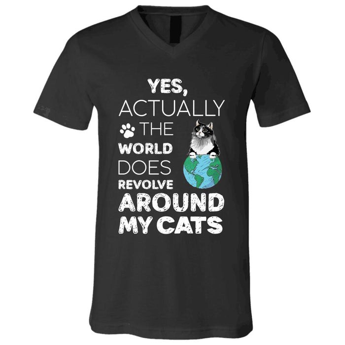"The World Does Revolve Around My Cats" cat personalized T-Shirt