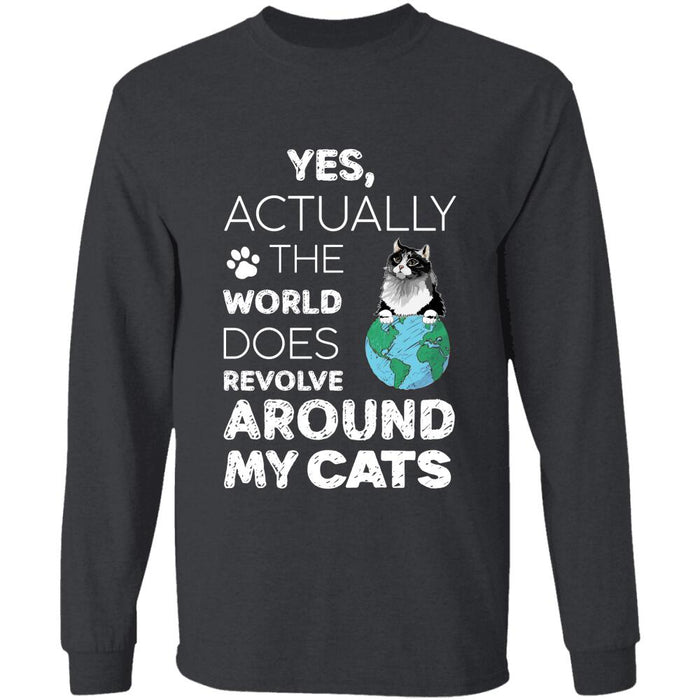 "The World Does Revolve Around My Cats" cat personalized T-Shirt