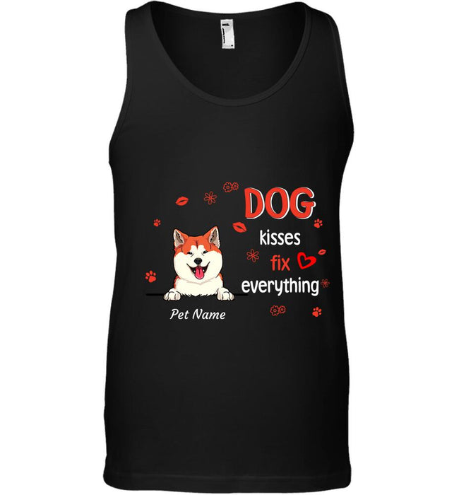 "Dog Kisses Fix Everything" dog personalized T-Shirt