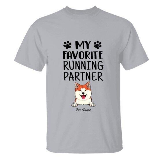 "My Running Partner is My Dog" dog personalized T-Shirt