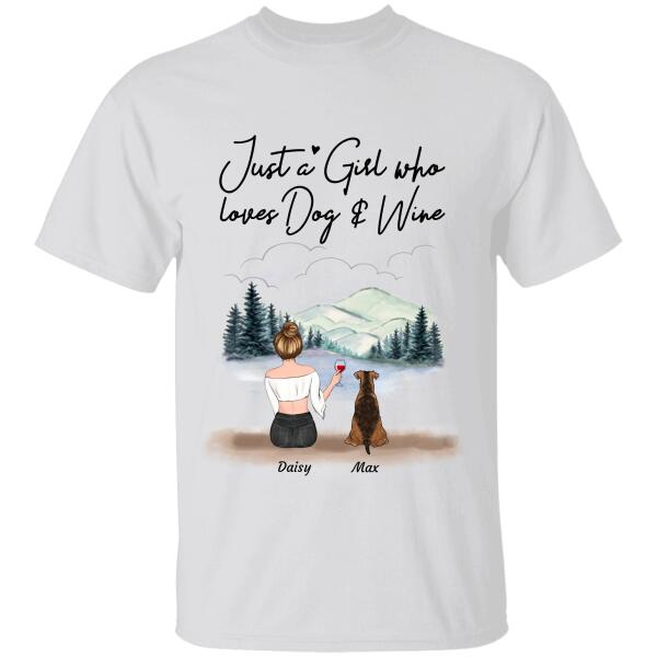 Just a girl who loves dogs/cats and wine girl, dog and cat personalized T-Shirt TS-HR94