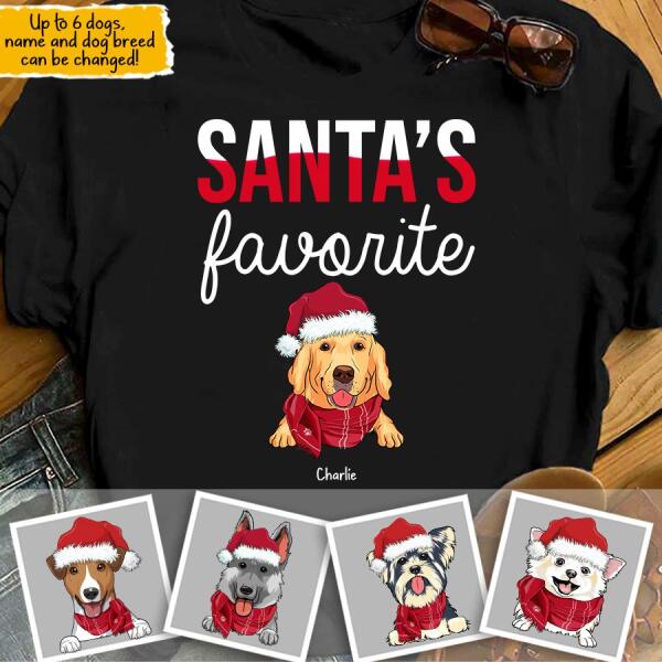 Santa's Favorites Personalized Dog T-shirt TS-NN326