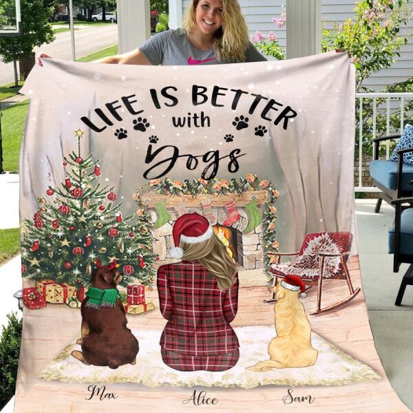 Life is better with dogs Personalized Blanket B-NB350