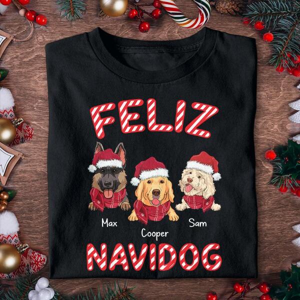 Feliz Navidog Personalized Dog T-shirt TS-NN361