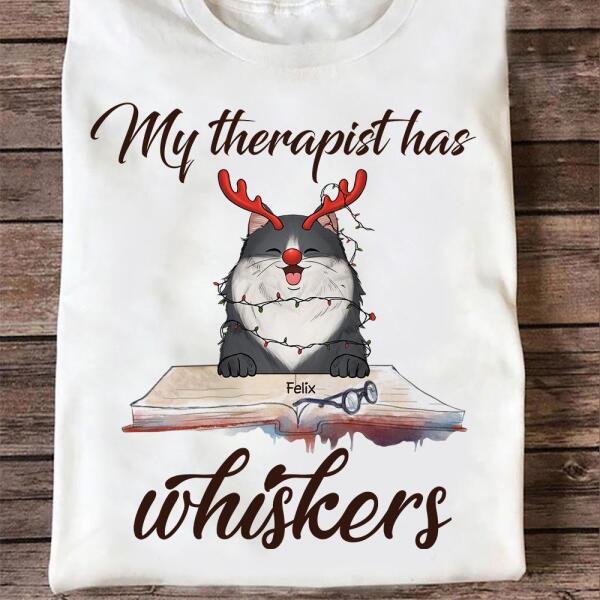 My Therapist Has Whiskers Funny Personalized Cat T-Shirt TS-PT479