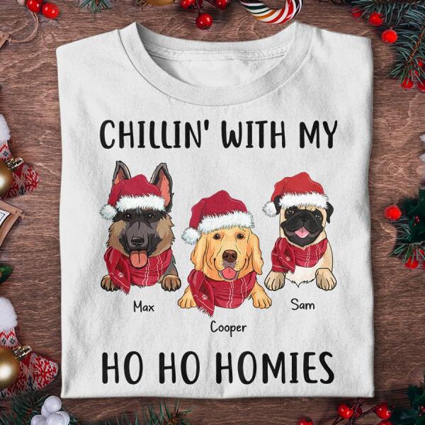 Chillin' With My Ho Ho Homies Personalized Dog T-shirt TS-NN494