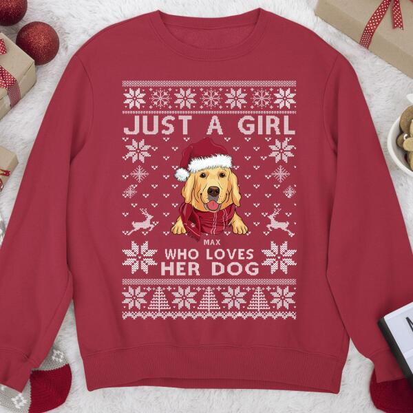 Just A Girl Who Loves Her Dogs Christmas Personalized Dog T-Shirt TS-PT553