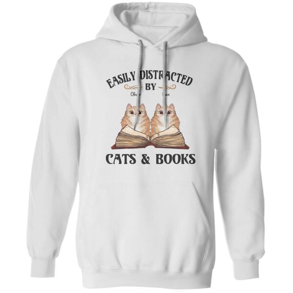 Easily Distracted By Cats & Books Personalized T-shirt TS-NB610