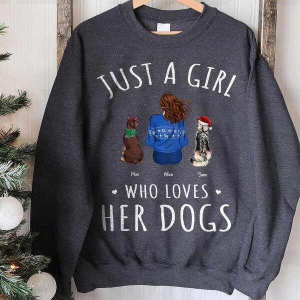 Just A Girl Who Loves Her Dogs Christmas Personalized T-Shirt TS-PT534