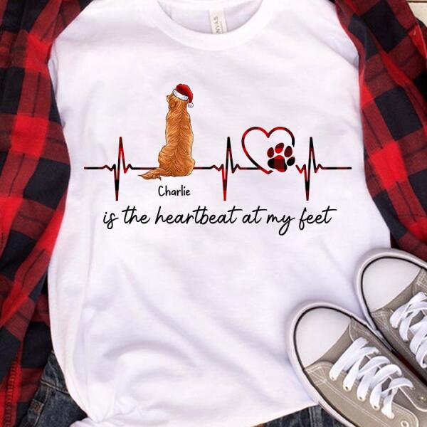 Dogs Are The Heartbeats At My Feet Christmas Personalized T-Shirt TS-PT622