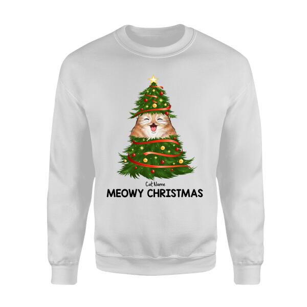 Meowy Christmas Cat Tree Personalized T-shirt TS-NN616
