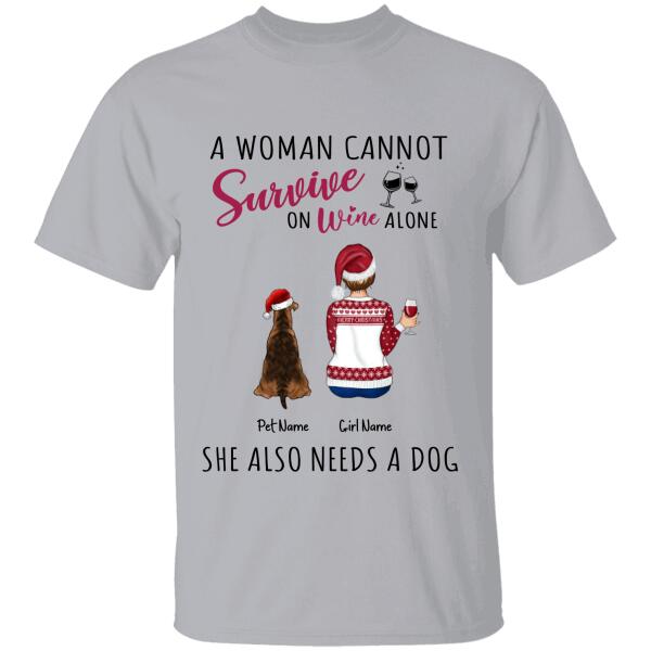 A Woman Cannot Survive On Wine Alone Personalized Dog T-Shirt TS-PT657
