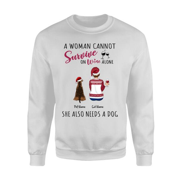 A Woman Cannot Survive On Wine Alone Personalized Dog T-Shirt TS-PT657