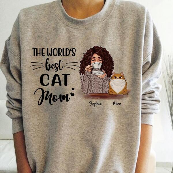 The World's Best Cat Mom Personalized T-Shirt TS-PT727