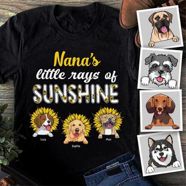 Nana's Little Rays Of Sunshine Personalized Dog T-shirt TS-NN900