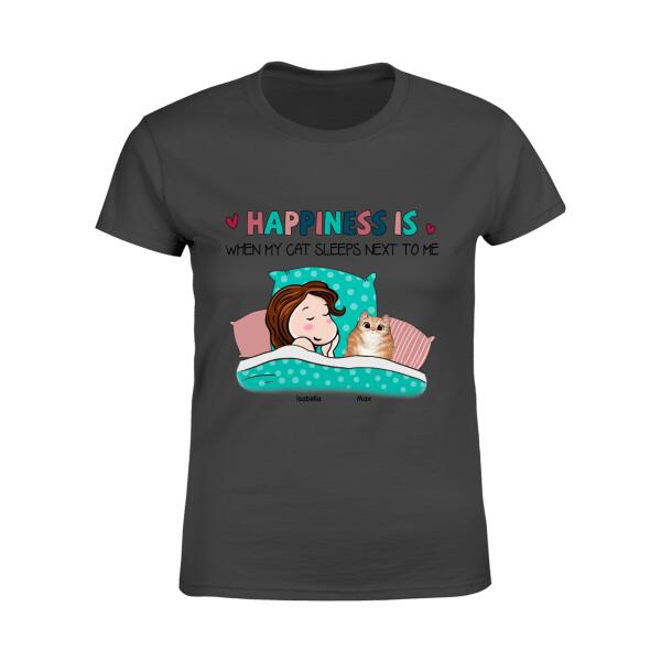 Happiness Is When My Cat Sleeps Next To Me Personalized T-shirt TS-NB929