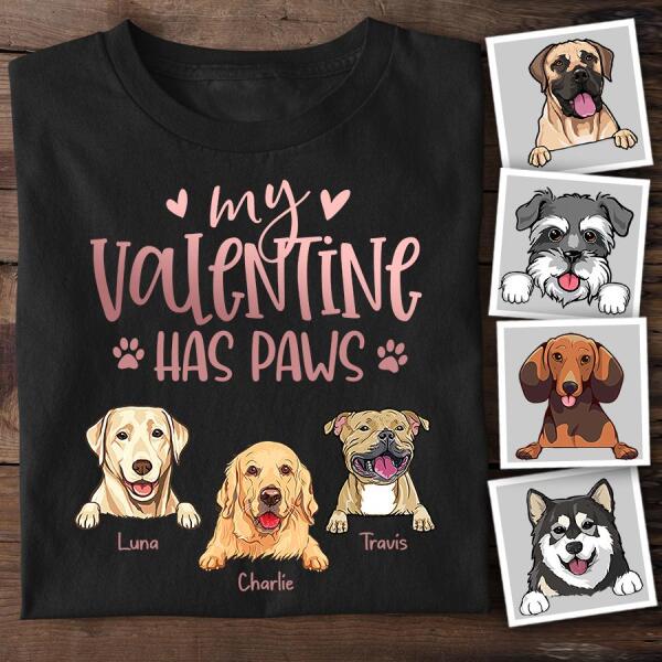 My Valentine Has Paw Personalized Dog T-Shirt TS-PT940