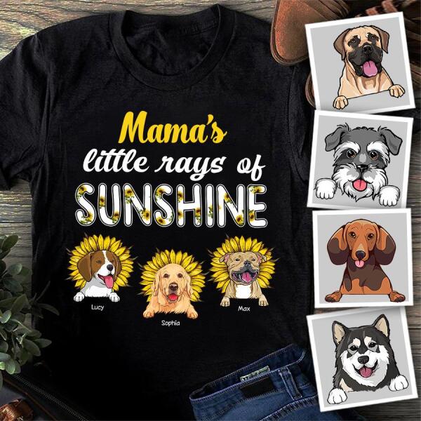 Mama's Little Rays Of Sunshine Personalized Dog T-shirt TS-NN936