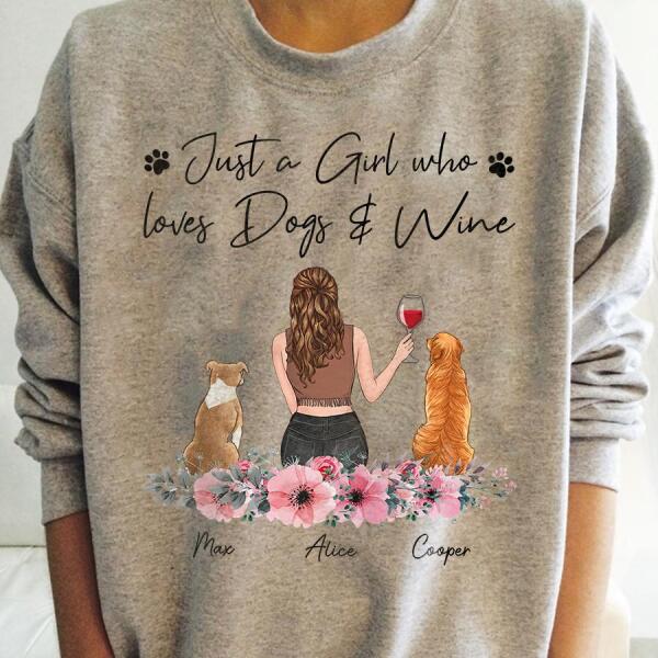 Dog Mama Loves Wine Personalized T-Shirt TS-PT981
