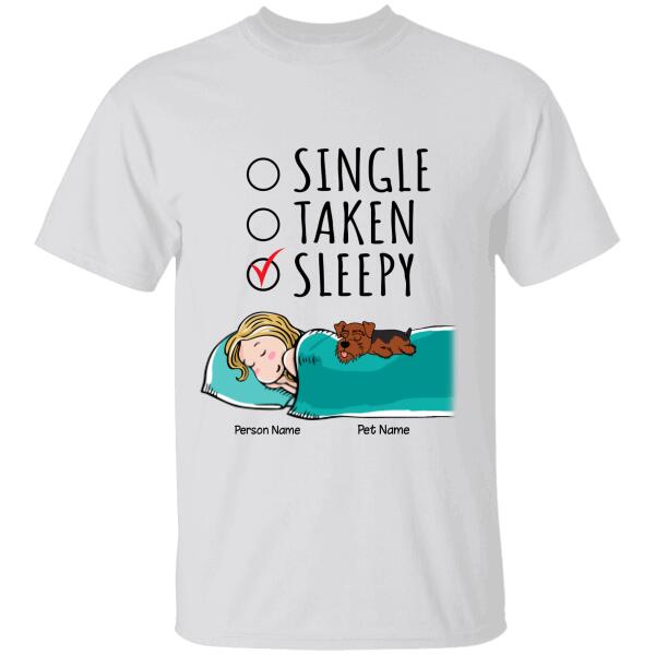 Single Taken Sleepy Personalized Dog T-shirt TS-NN992