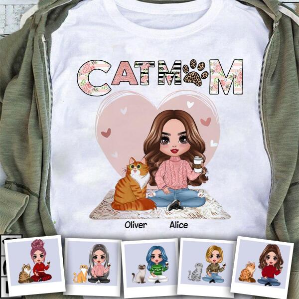 Cat Mom Personalized T-shirt TS-NB997