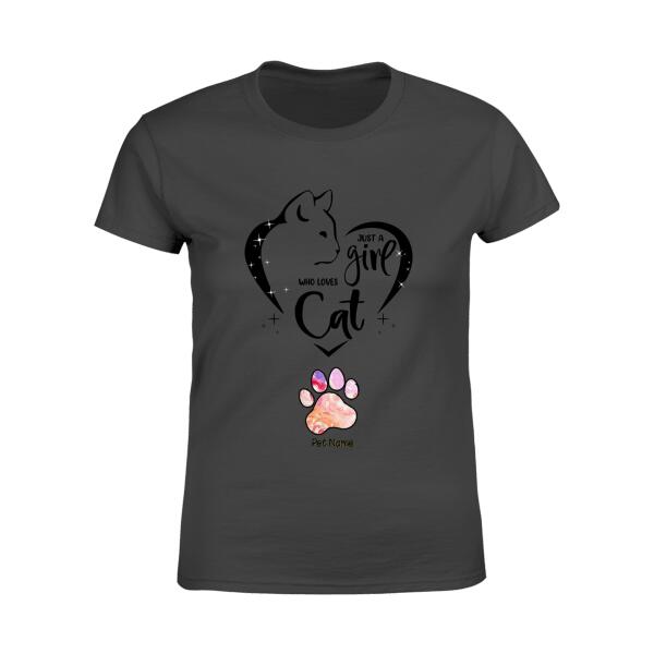 A Girl In Love With Cats Heart Shape Personalized T-Shirt TS-PT999