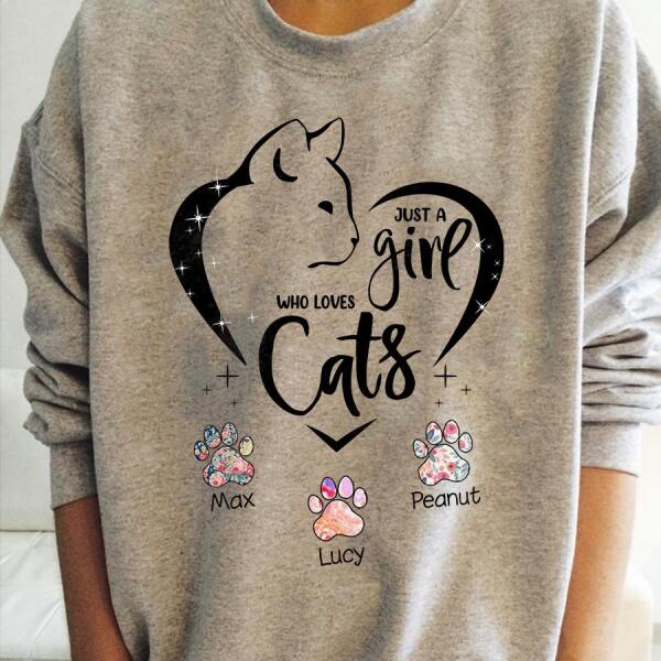 A Girl In Love With Cats Heart Shape Personalized T-Shirt TS-PT999