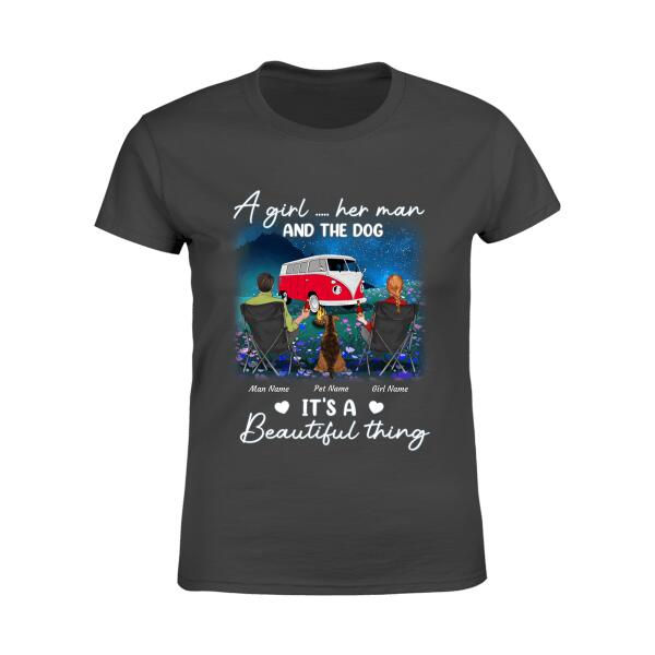 A girl Her Man And The Dogs It's  A Beautiful Thing Personalized T-shirt TS-NB1028