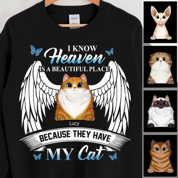 I Know Heaven Is A Beautiful Place Personalized Cat T-shirt TS-NN1039