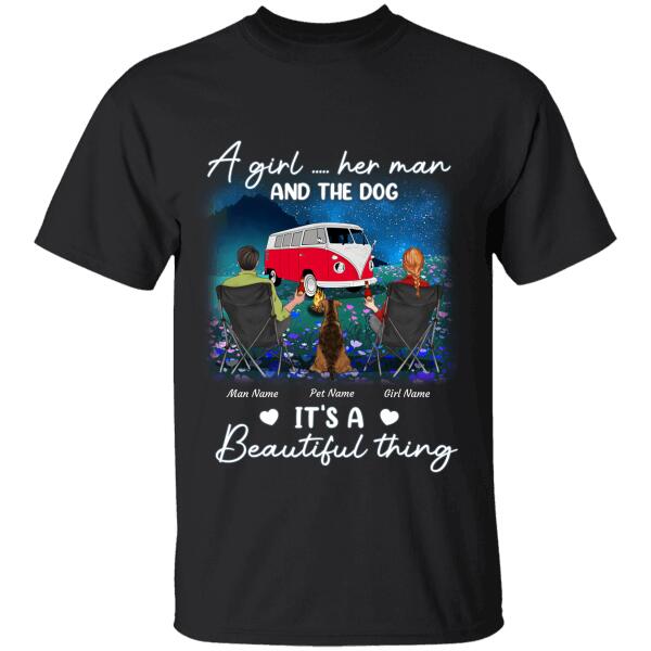 A girl Her Man And The Dogs It's  A Beautiful Thing Personalized T-shirt TS-NB1028