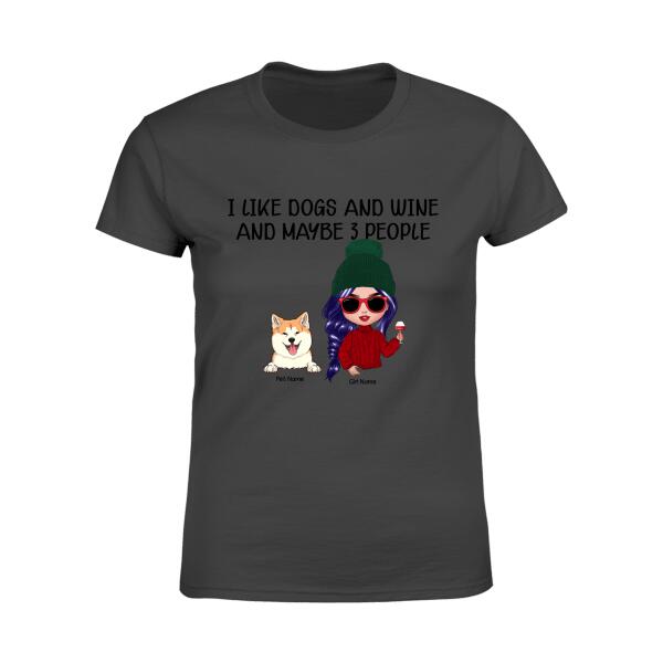I Like Dogs And Wine Personalized Dog T-shirt TS-NN1061