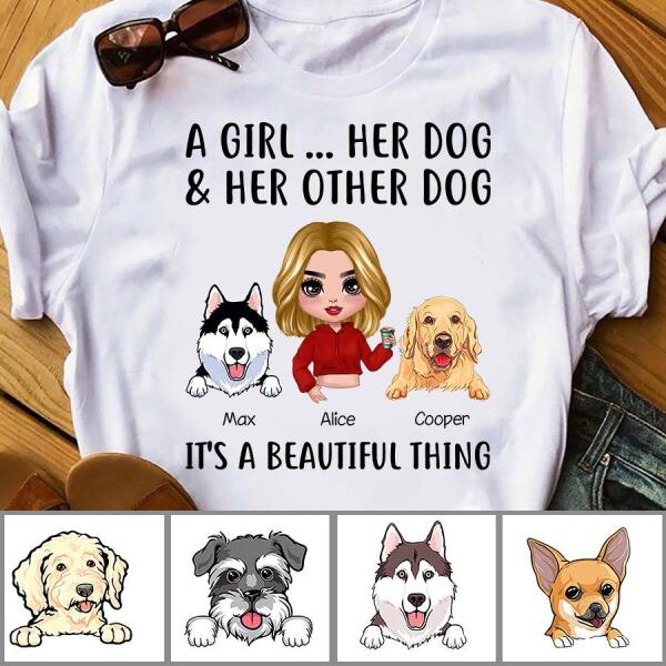 A Girl & Her Dogs Personalized T-shirt TS-NN1116