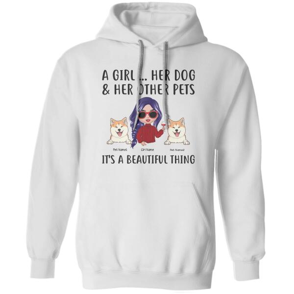 A Girl & Her Dogs Personalized T-shirt TS-NN1116
