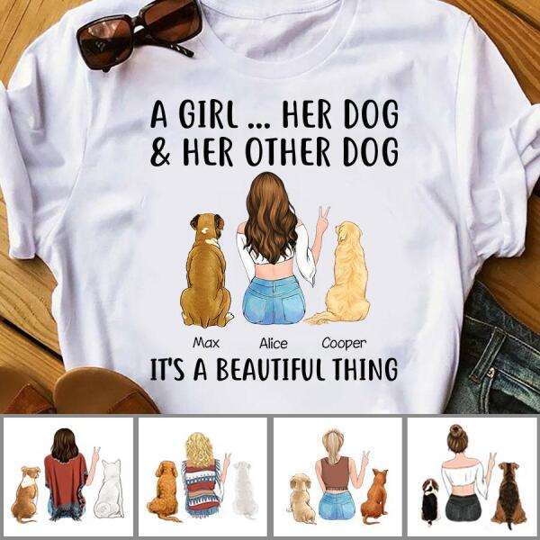 A Girl & Her Dogs Personalized T-shirt TS-NN1121