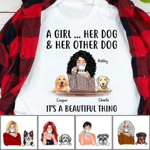 A Girl & Her Dogs Personalized T-shirt TS-NN1133