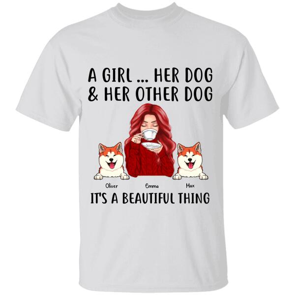 A Girl & Her Dogs Personalized T-shirt TS-NN1133