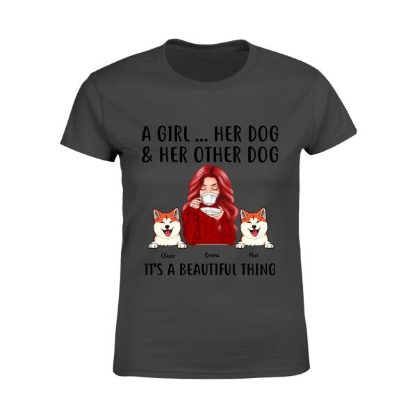 A Girl & Her Dogs Personalized T-shirt TS-NN1133