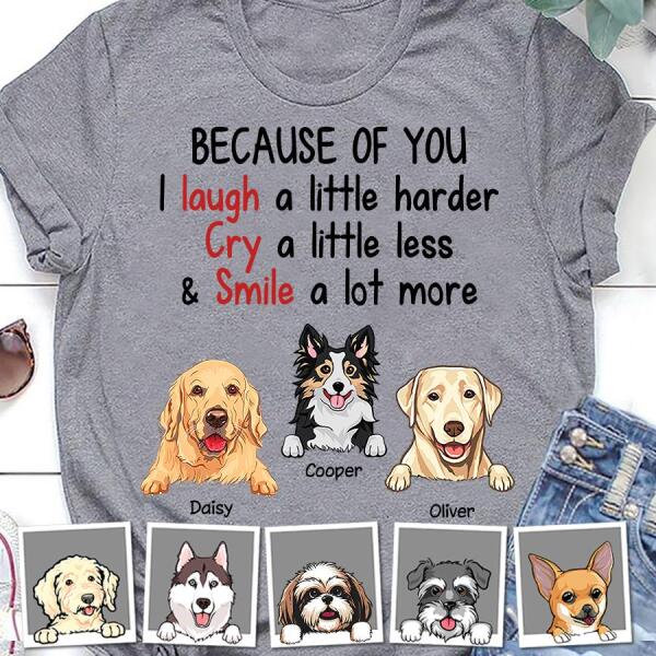 Because Of You Personalized Dog T-shirt TS-NN1137