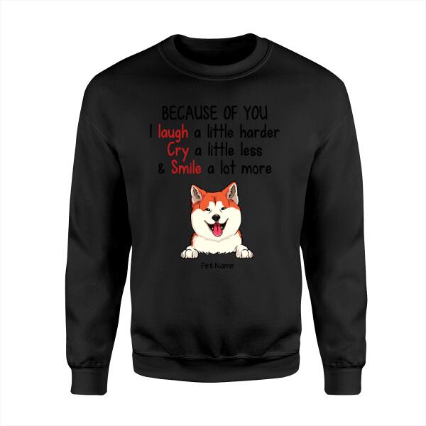 Because Of You Personalized Dog T-shirt TS-NN1137