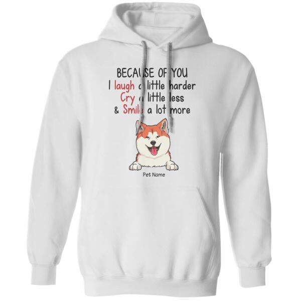 Because Of You Personalized Dog T-shirt TS-NN1137