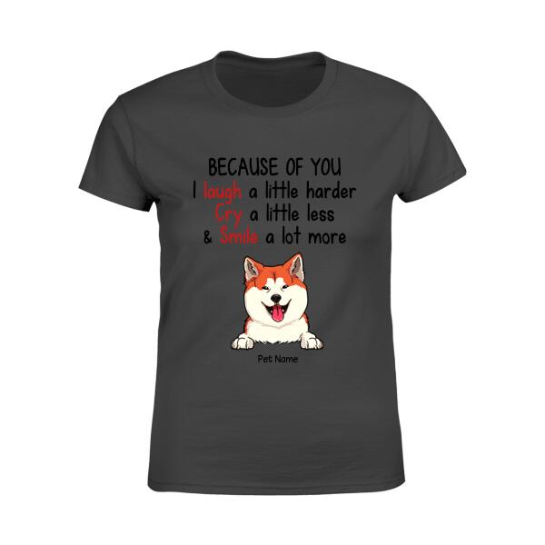 Because Of You Personalized Dog T-shirt TS-NN1137