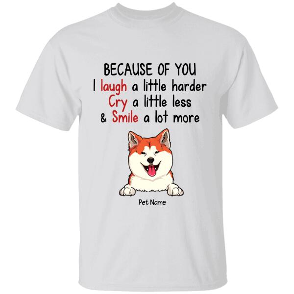 Because Of You Personalized Dog T-shirt TS-NN1137