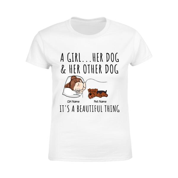 A Girl & Her Dogs Personalized T-shirt TS-NN1142