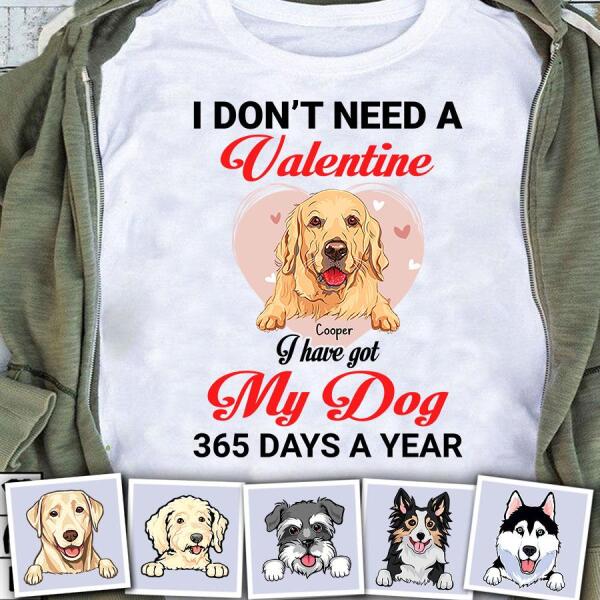 I Don't Need A Valentine I Have Got My Dog 365 Days A Year Personalized T-shirt TS-NB1156