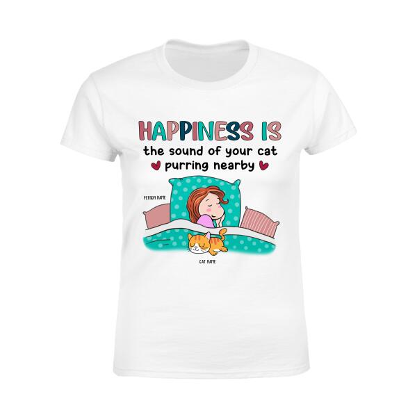 Happiness Is The Sound Of Your Cats Purring Nearby Personalized T-shirt TS-NB1165