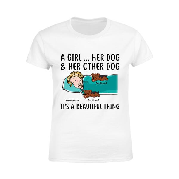 A Girl & Her Dogs Personalized T-shirt TS-NN1180
