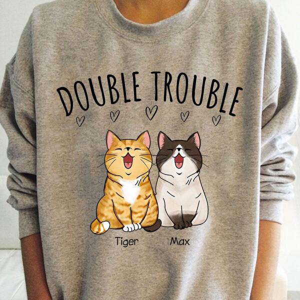 Funny Double Trouble Personalized Cat T-Shirt TS-PT1162