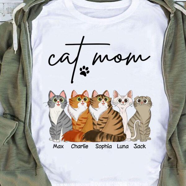 Cat Mom Cartoon Personalized T-Shirt TS-PT1203